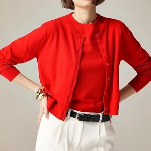 NWT J. Crew Red Arroyo Featherweight Cashmere Cardigan Size Medium